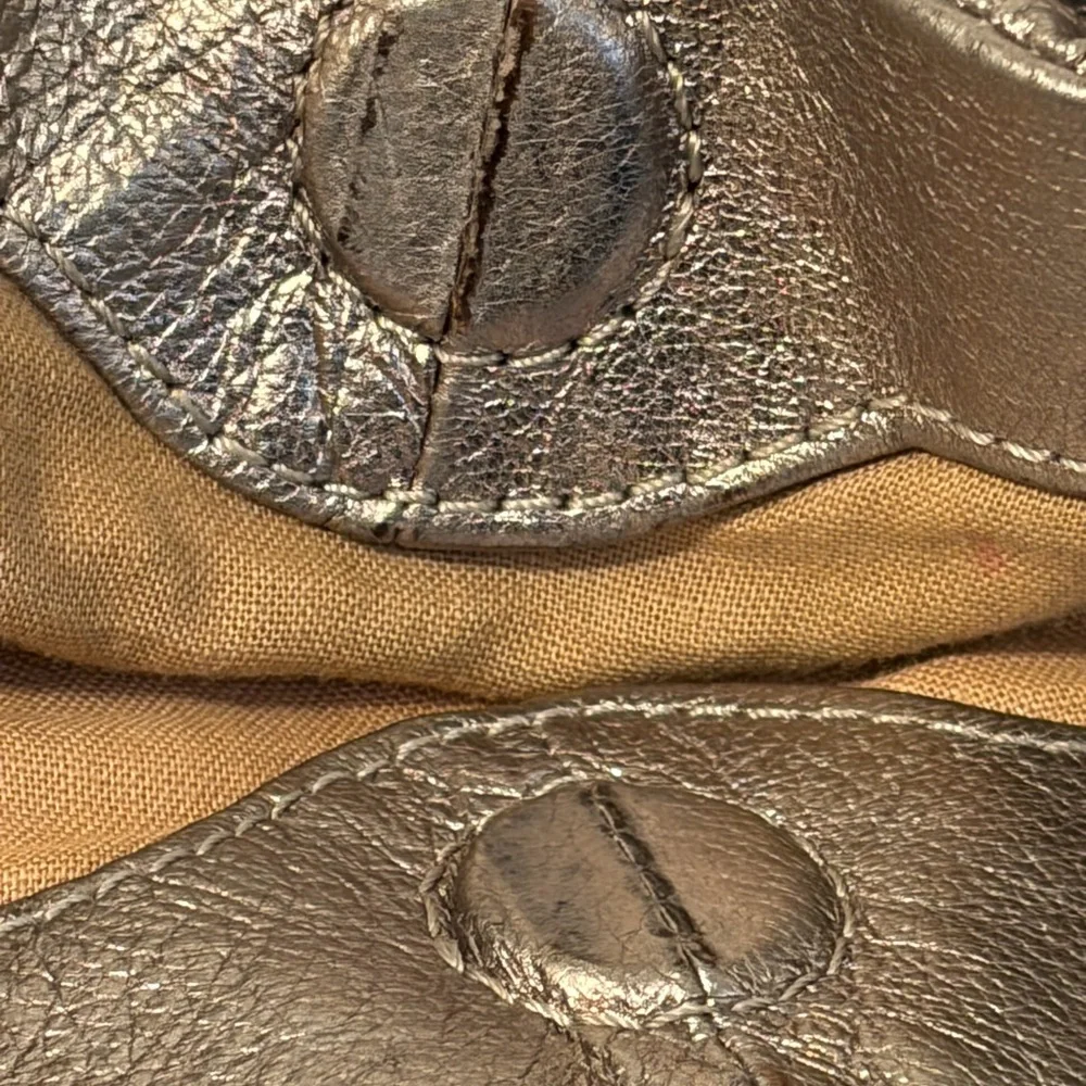Elliott Lucca Metallic‎ Gold/Silver Large Shoulder Bag/Magnetic Closure